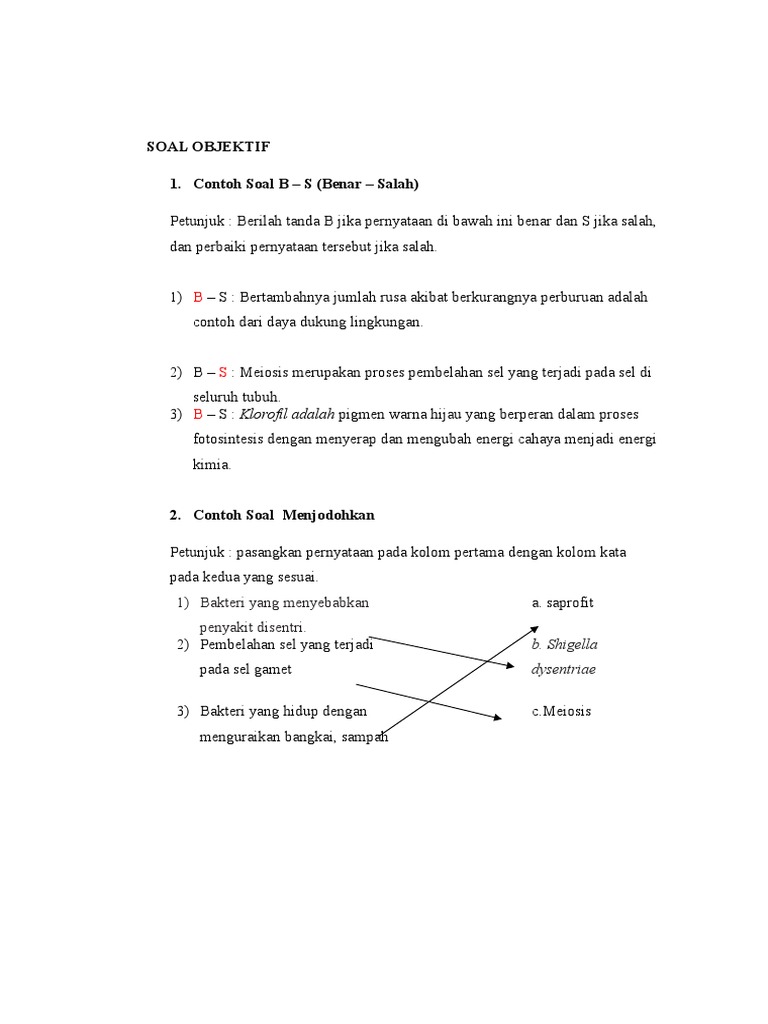 Contoh Soal Menjodohkan Bahasa Indonesia Smp