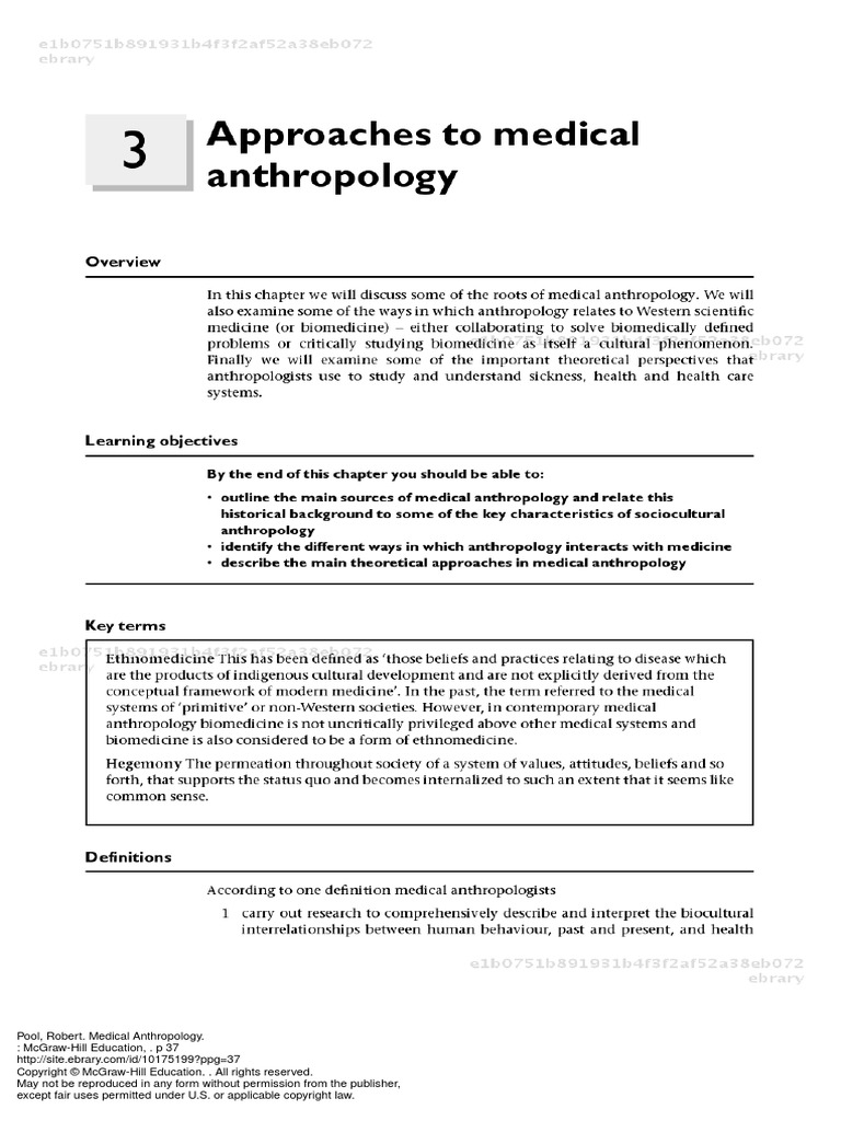 Medical Anthropology Chapter 3 PDF Fair Use All Rights Reserved