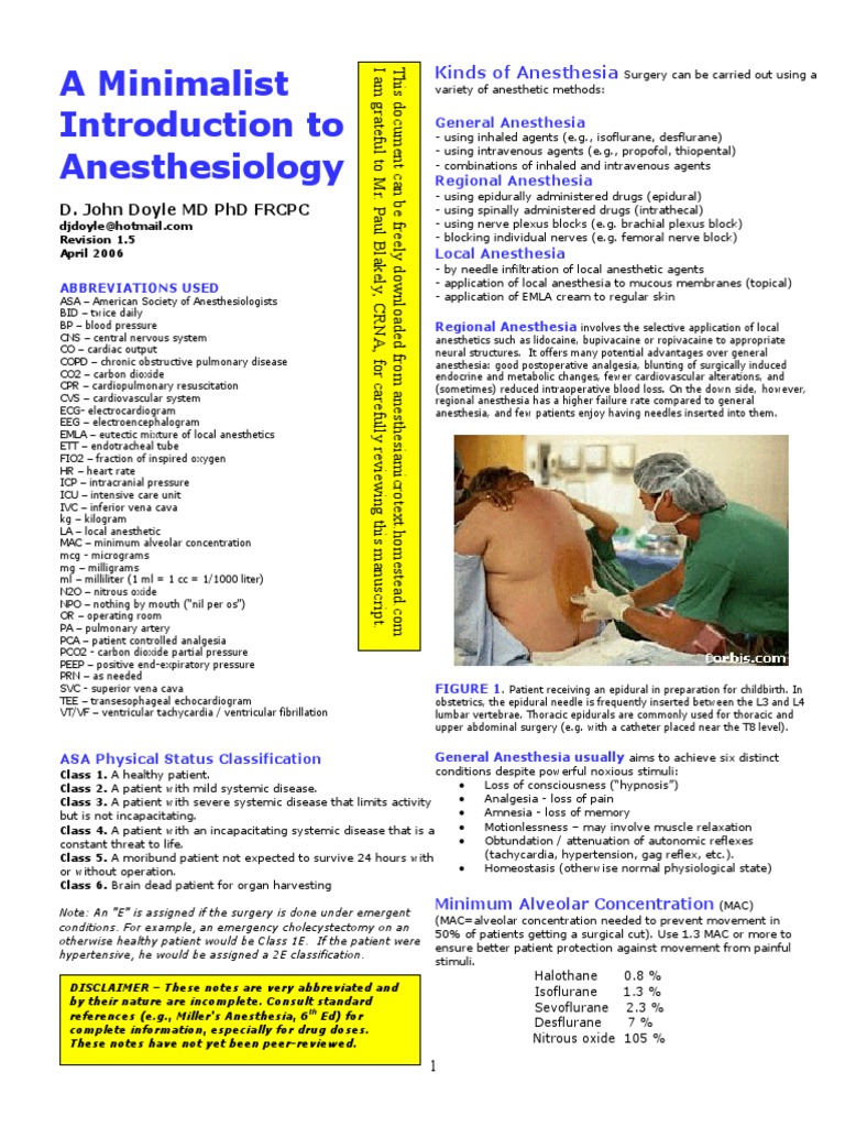 Intro to Anesthesiology Notes | PDF | Anesthesia | Medical Treatments