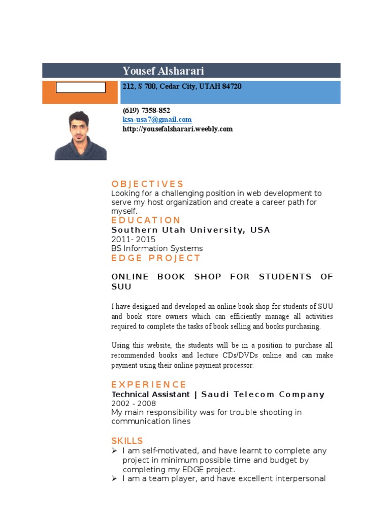 Web Developer Resume: Yousef Alsharari | PDF