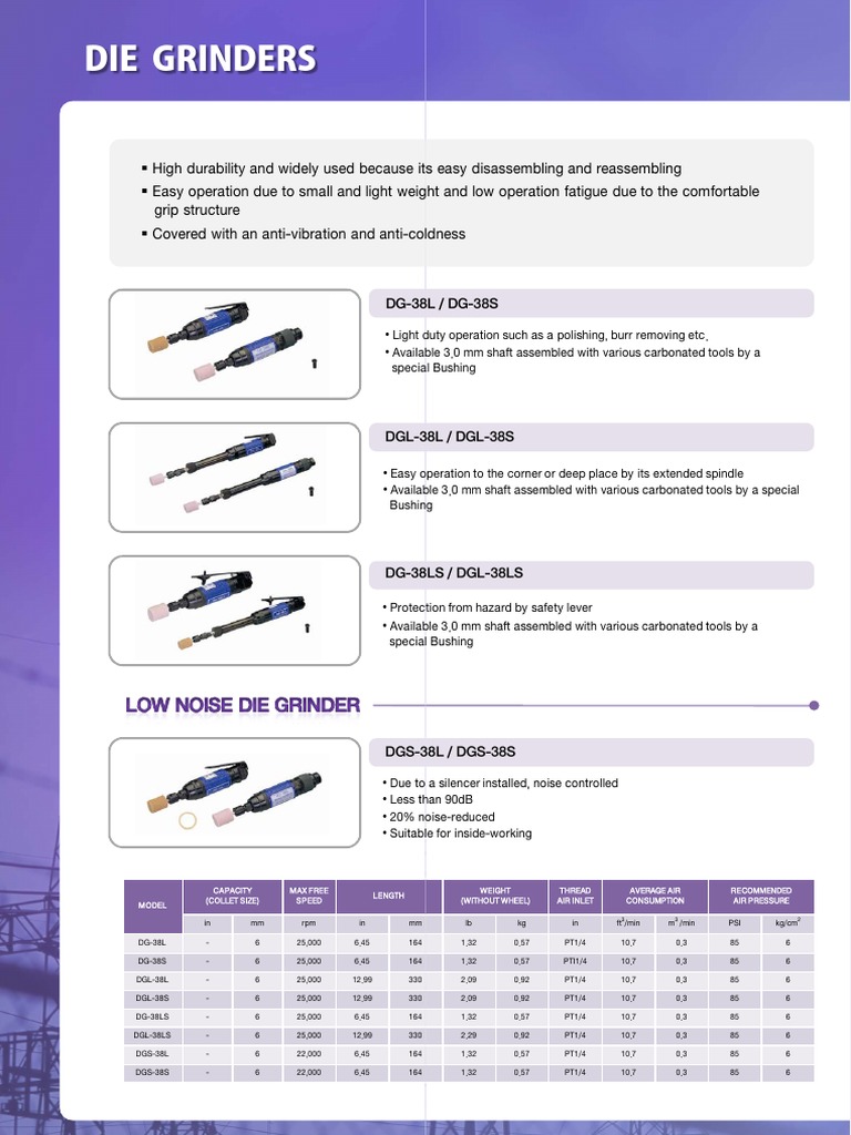 Die Grinders: Specs & Features Guide | PDF