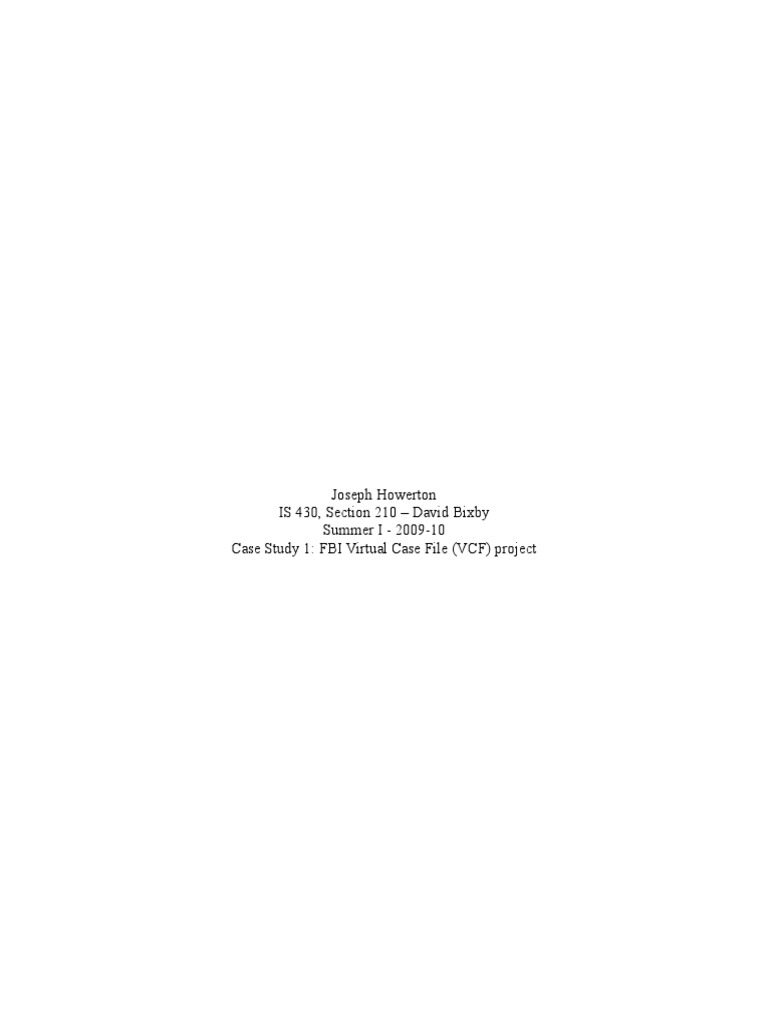 FBI Virtual Case File Project Failure | PDF | Federal Bureau Of ...