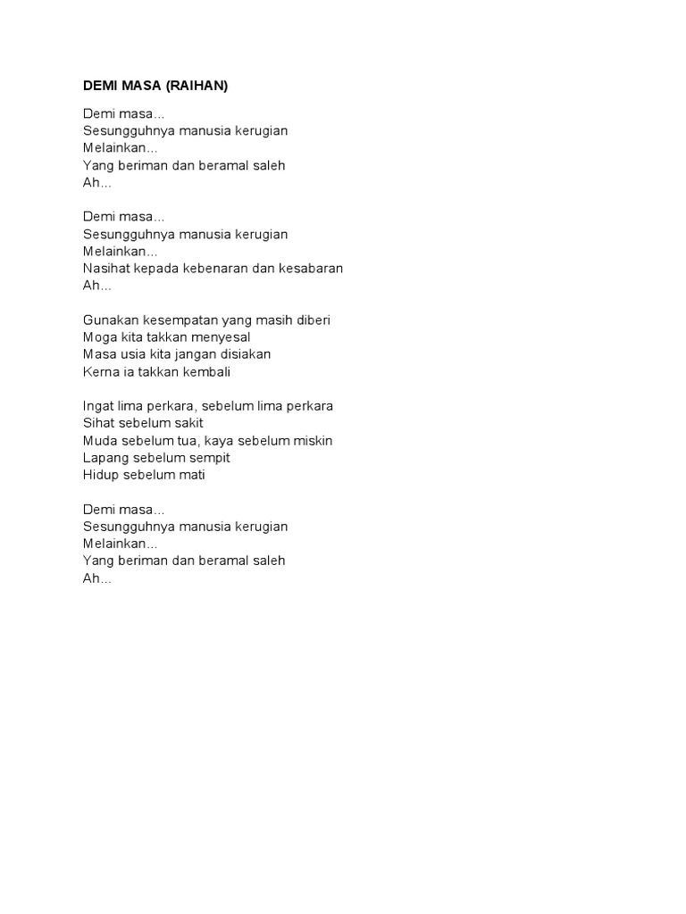Lirik Lagu Demi Masa Pdf