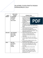 Pokok Doa Dan Jadwal Puasa Panitia Paskah Permakomedis 2014