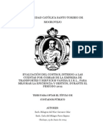 Evaluación Del Control Interno A Las Cuentas Por Cobrar de La Empresa de Transportes y Servicios Vanina E.i.r.l., para Mejorar La Eficiencia y Gestión, Durante El Período 2012 PDF