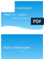 English Language - Level V Week 10 - Class 1: Revision - Mock Mid-Term Exams