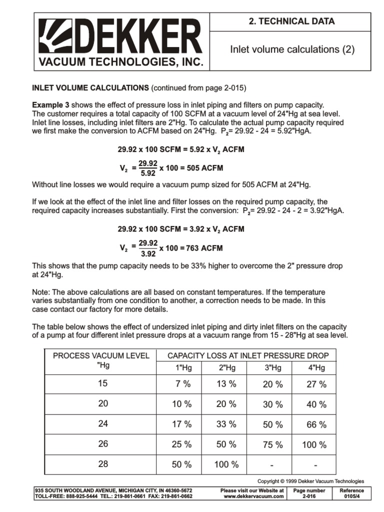 Inlet Volume Calculations | PDF