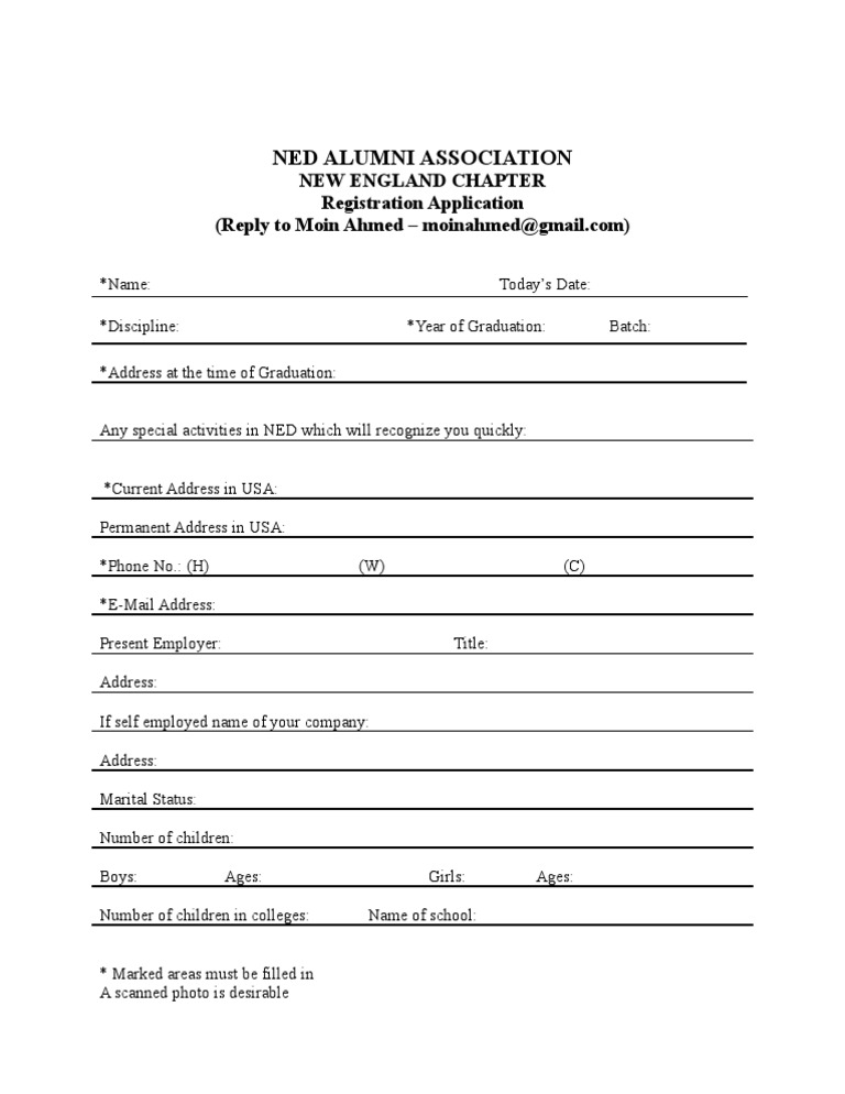 NED Alumni Registration Form | PDF
