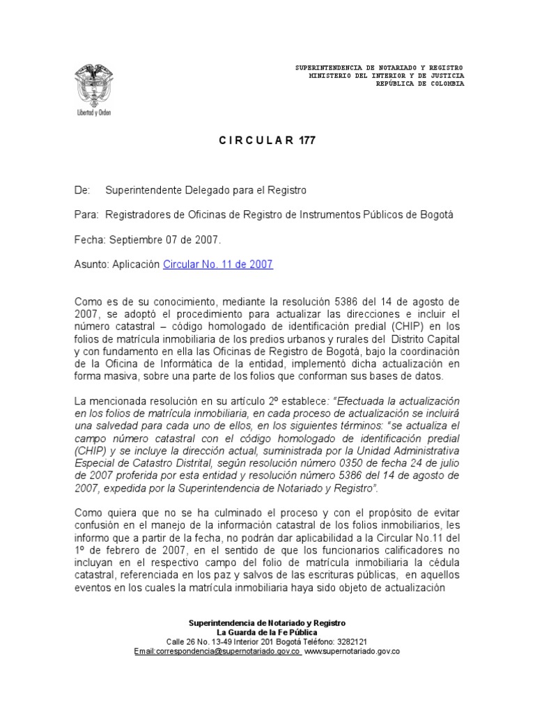 Circular 177 de 2007 | PDF | Bogotá | Informática y tecnología de la ...