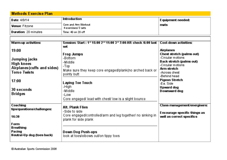 Core and Arm Workout Plan Guide | PDF | Sports & Recreation | Cooking ...