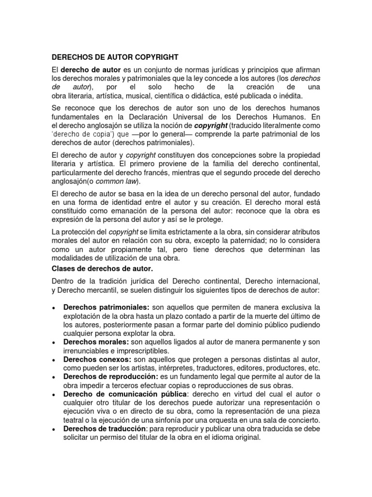 Derechos de Autor Copyright PDF | PDF | Creative Commons | Derechos