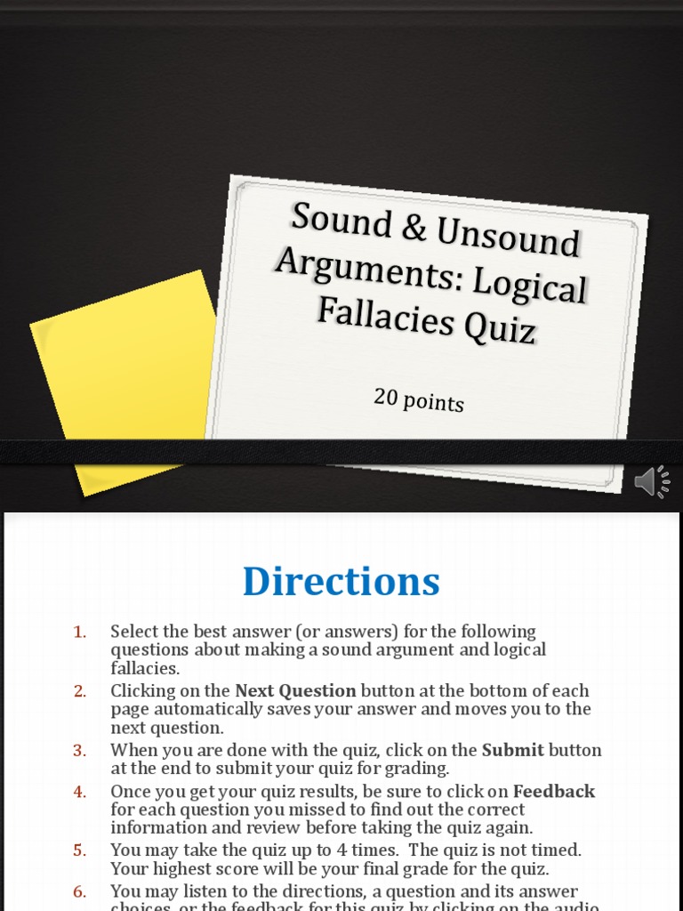 Logical Fallacies Quiz PDF Fallacy Argument