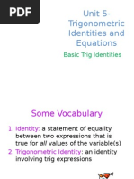 Unit 5 Basic Trig Identities