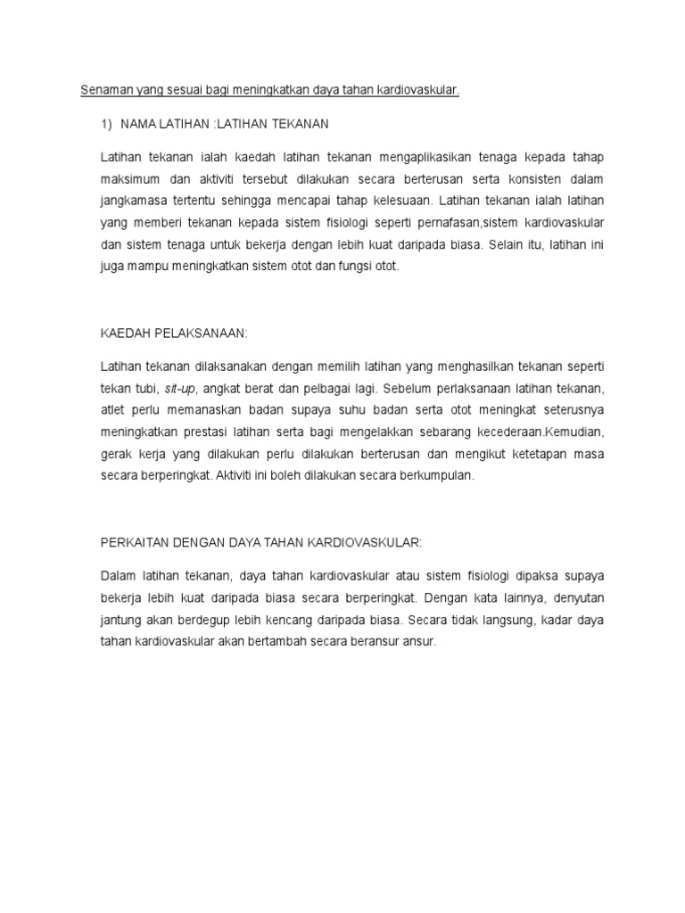 3 Contoh Aktiviti Yang Dapat Meningkatkan Daya Tahan Kardiovaskular