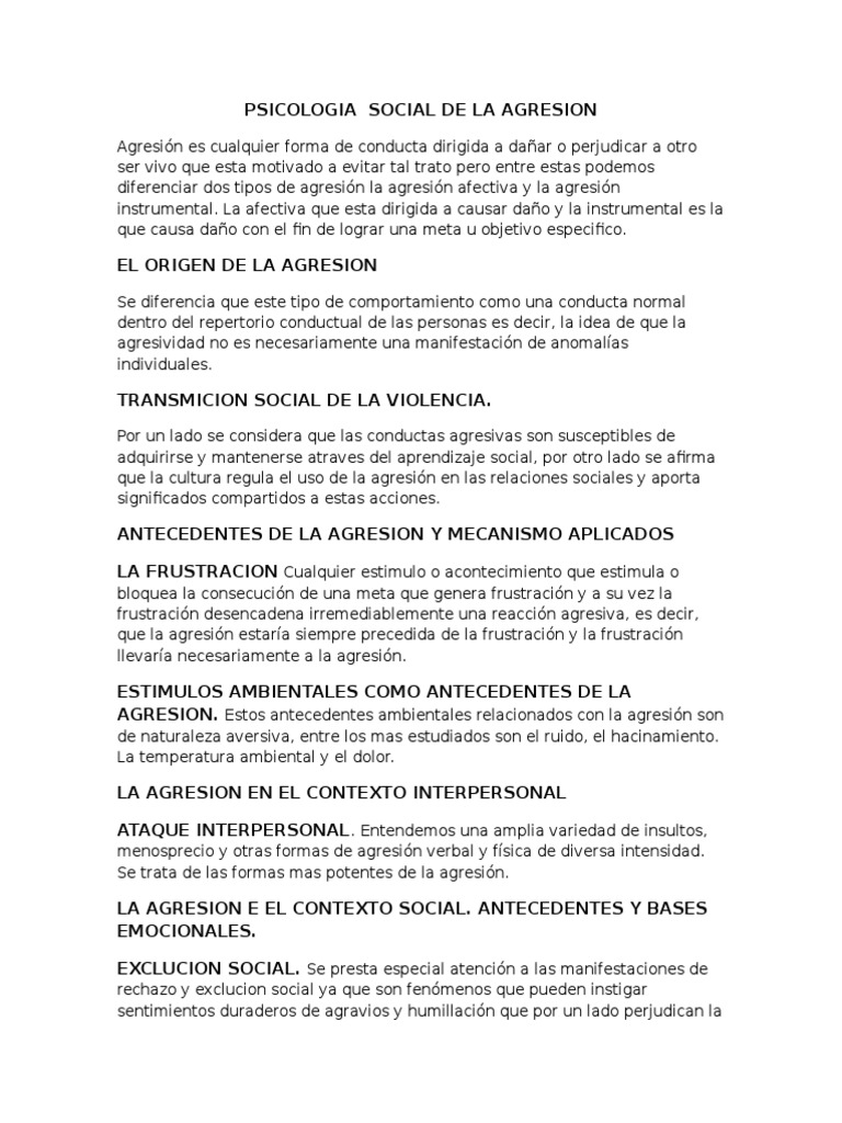 Psicología de la Agresión Social | PDF | Comportamiento | Violencia