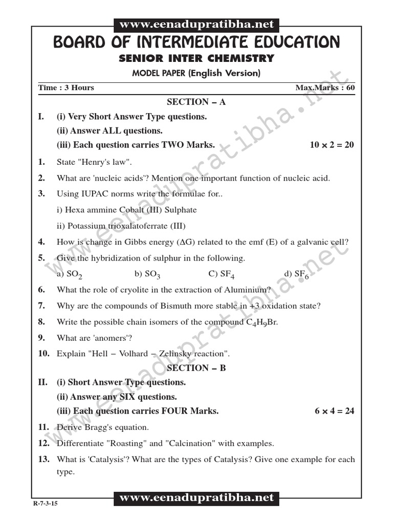 Chemistry paper pdf image
