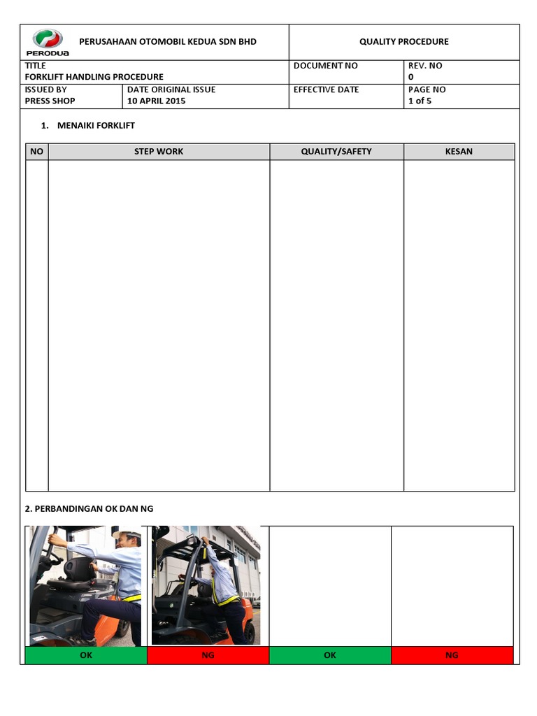 Forklift Handling Quality Procedure | PDF | Business