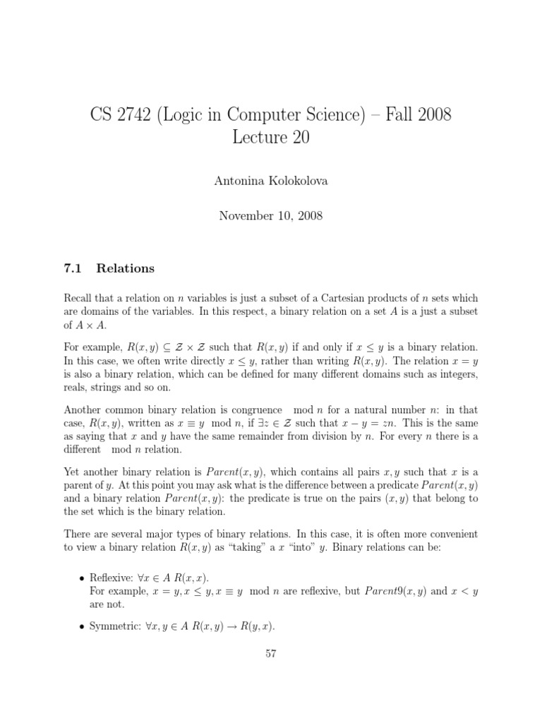 CS 2742 (Logic in Computer Science) Fall 2008 Antonina Kolokolova