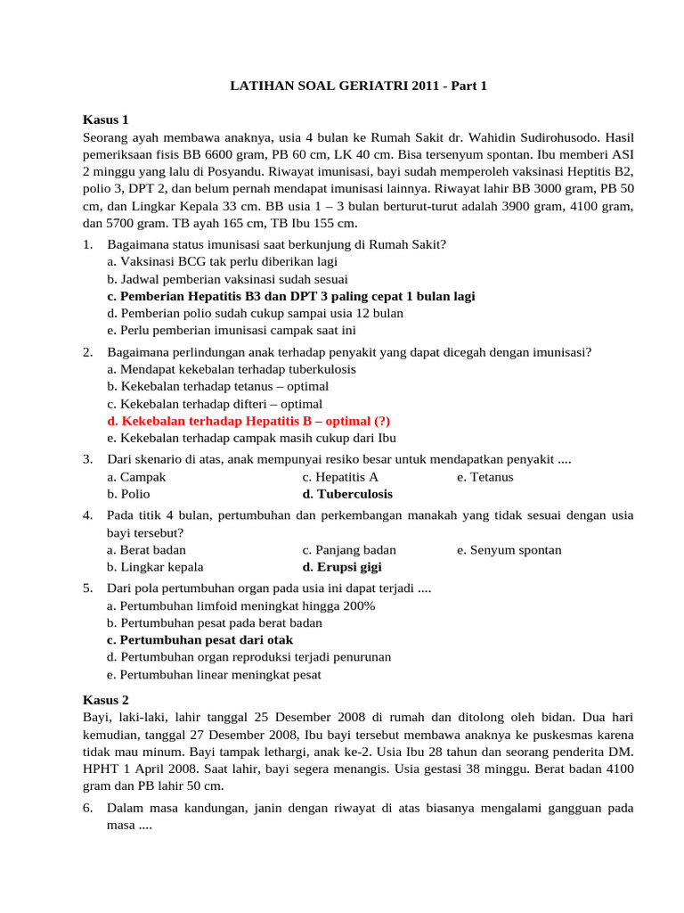Latihan Soal Geriatri 2011 Part 1 2 Jawaban 1
