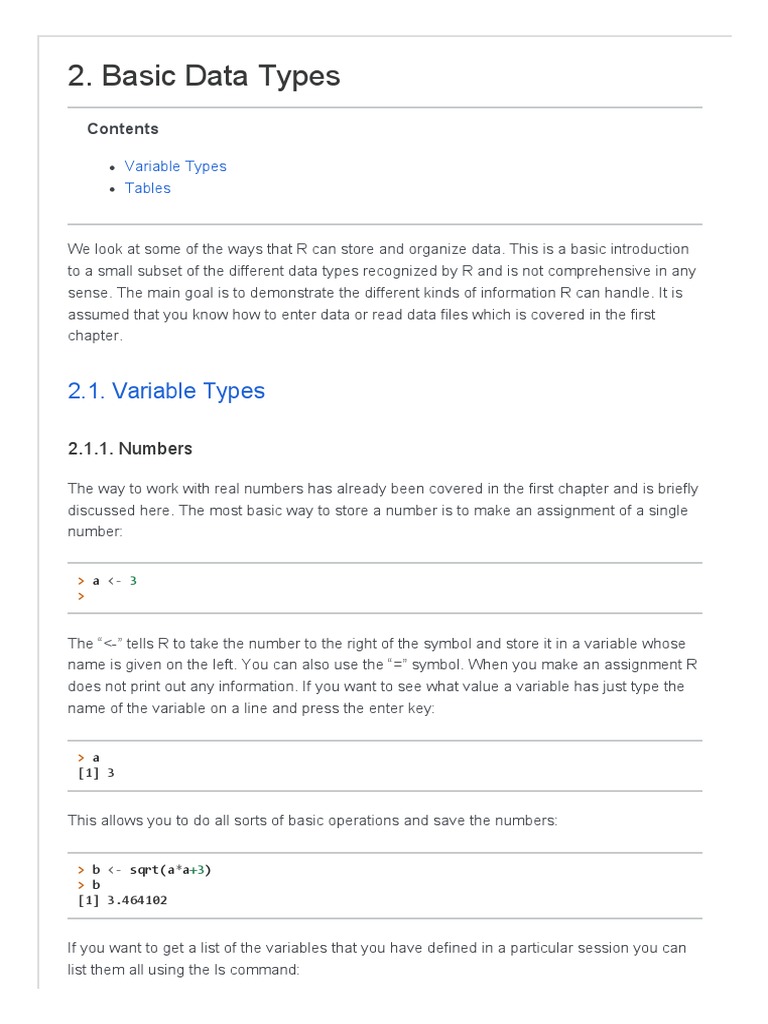 R Data Types PDF Data Type Areas Of Computer Science