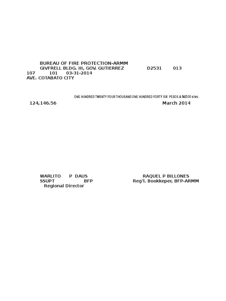 BFP-ARMM Financial Report March 2014 | PDF | Home & Garden