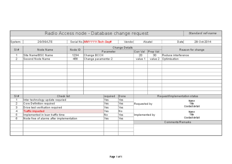Radio Access Node Change Request Form | PDF | Computers | Technology ...