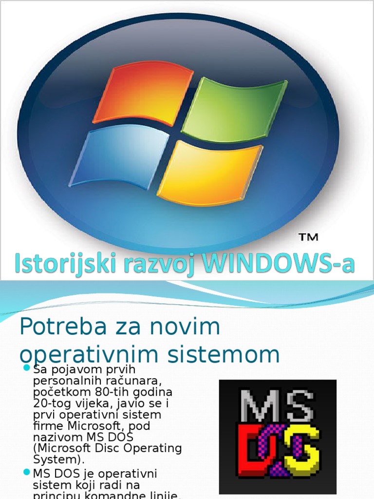 Istorijski Razvoj Operativnog Sistema Windows | PDF