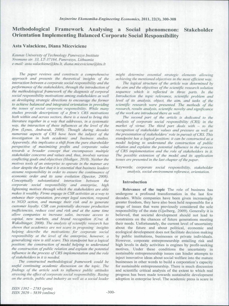 Stakeholder's Orientation in CSR | PDF | Corporate Social ...