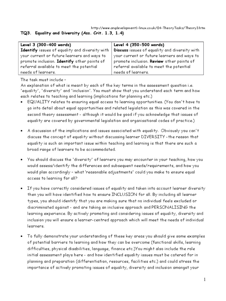 Equality And Diversity Pdf Inclusion Education Social Equality