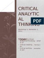 Workshop 3 - Critical Thinking