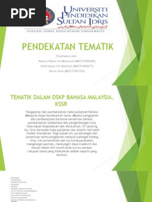 Pendekatan Tematik Pdf