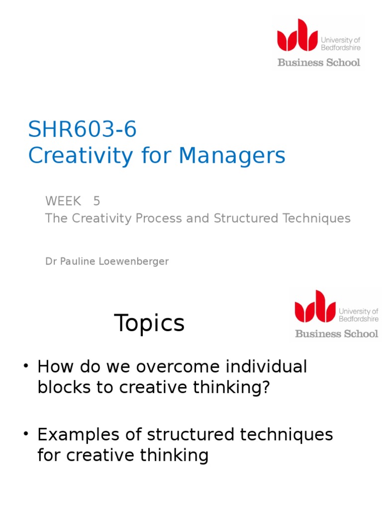 SHR603-6 Week 5s The Creativity Process and Structured Techniques | PDF ...