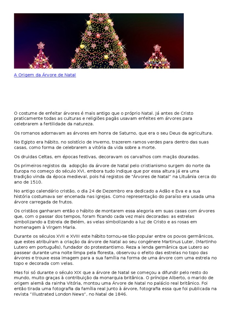 A Origem Pagã e Cristã da Tradição da Árvore de Natal | PDF | Árvore de ...