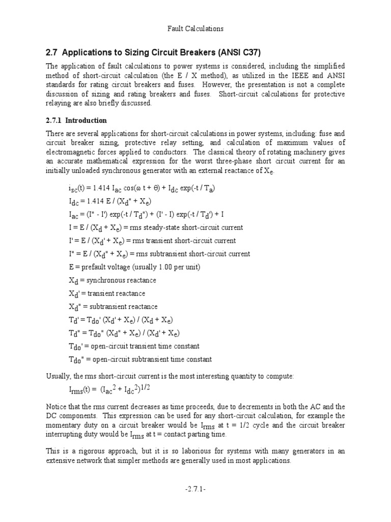 Applications To Sizing Circuit Breakers (ANSI C37) PDF Fuse (Electrical) Transformer
