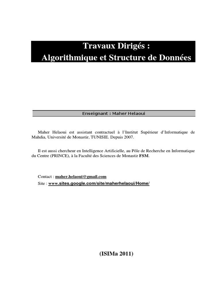TD Algorithmique et Structures de Données | PDF | Structure de contrôle ...