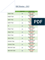 HSC Routine - 2015: Subject Subject Code Time/Date/Day Bengali 1 Paper