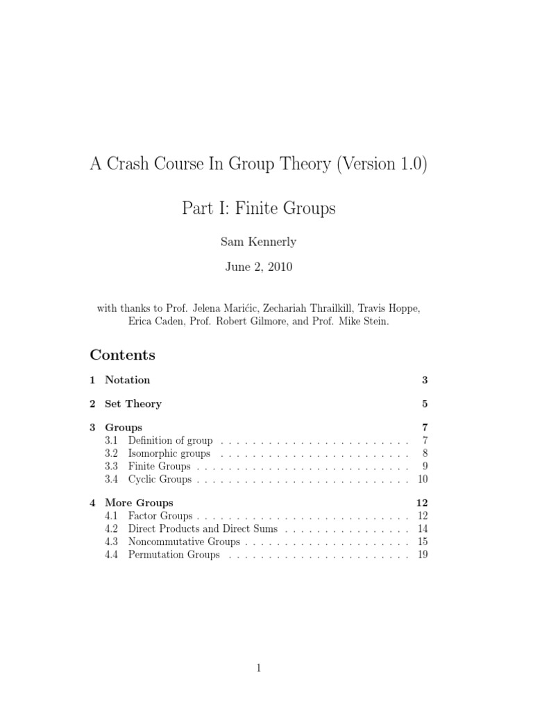 Group Theory Crash Course | PDF | Group (Mathematics) | Group Theory