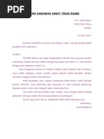 Contoh Karangan Surat Tidak Rasmi