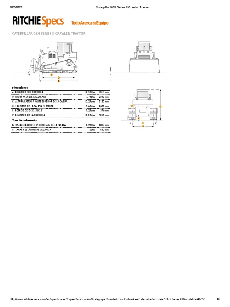 Caterpillar D6H Series II Specs | PDF