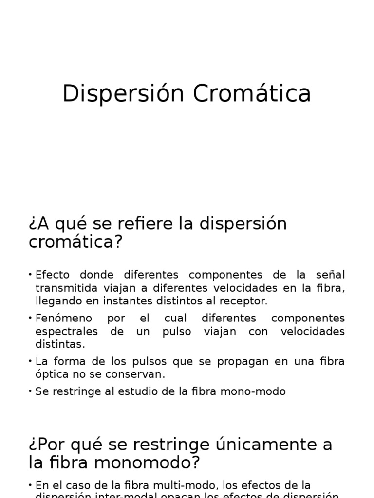Dispersión Cromática en Fibra Óptica | PDF | Refracción | Olas