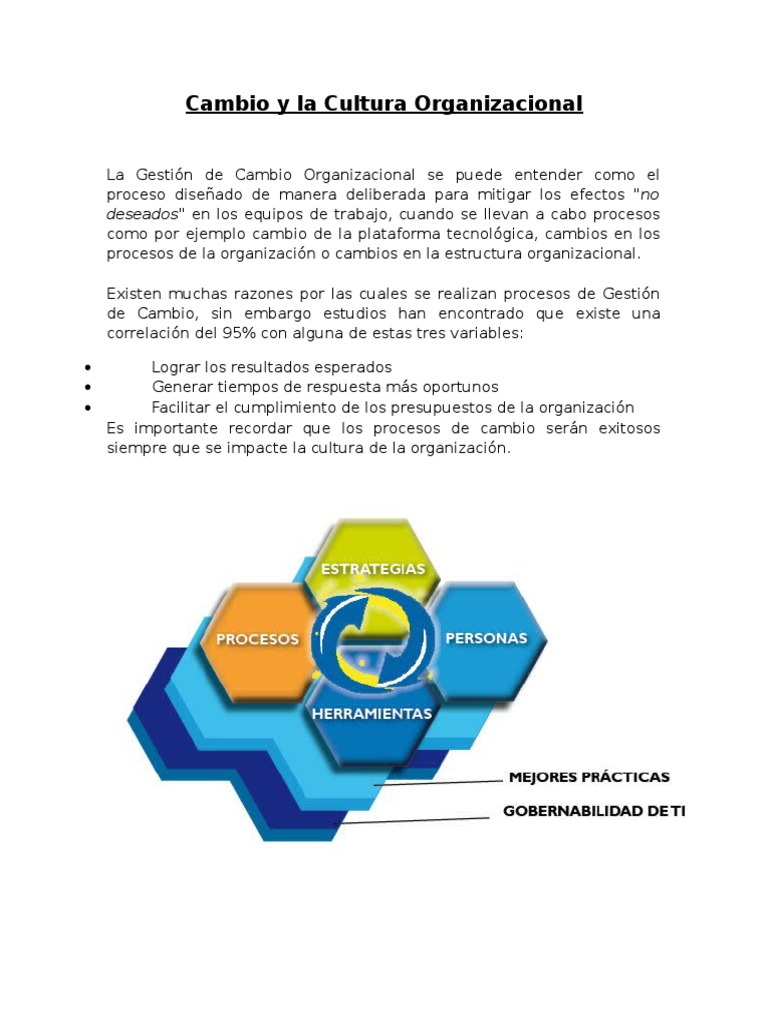 Cambio y La Cultura Organizacional | PDF | Cultura organizacional ...
