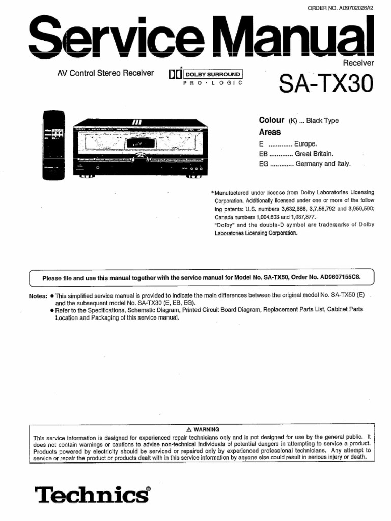 Hfe Technics Sa-Tx30 Service en | PDF
