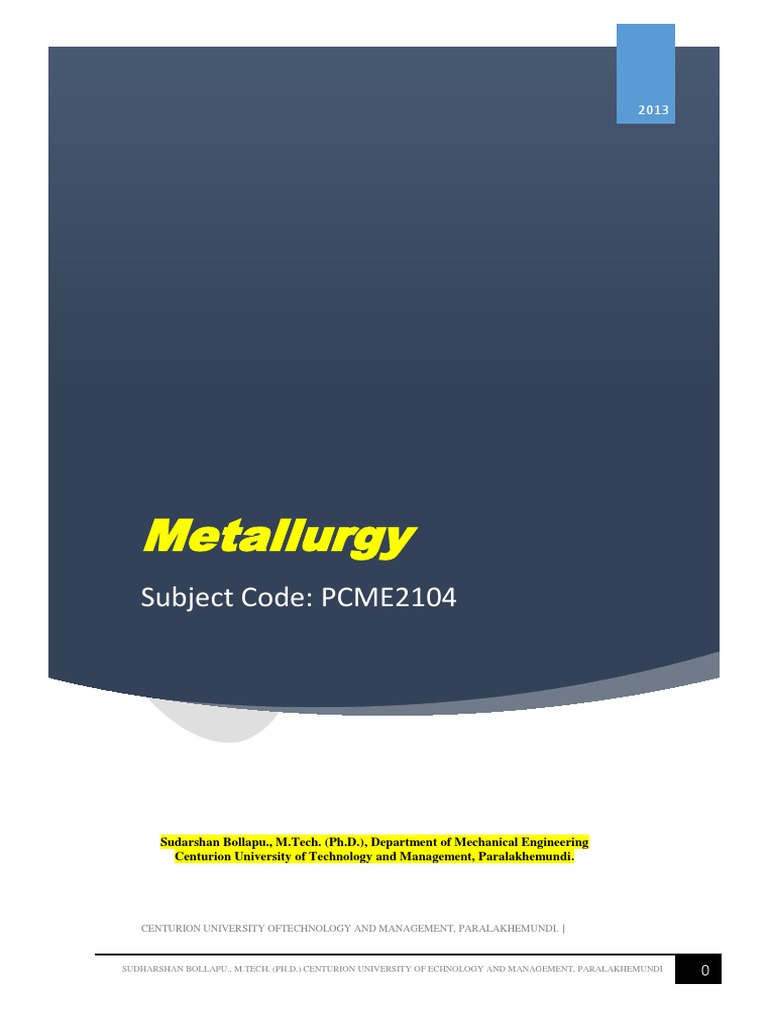 Metallurgy E-Matl., Lecture Note | PDF | Chemical Bond | Chemical ...