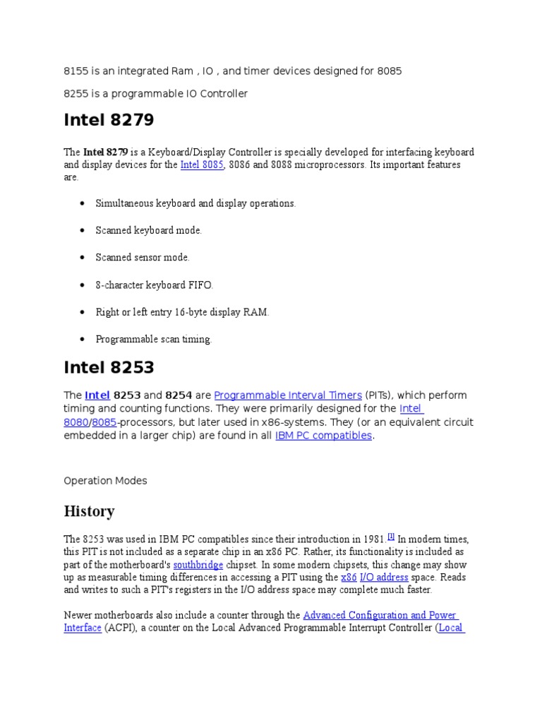Intel 8253/8254 Timer Features | PDF | Office Equipment | Computer ...