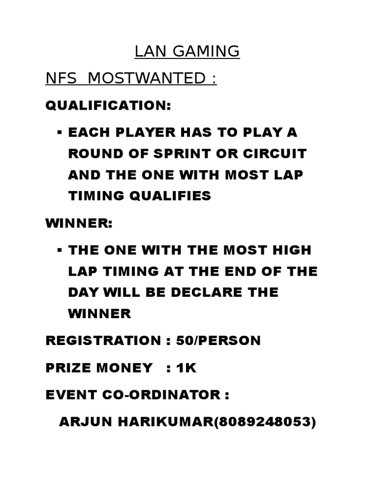 Lan Gaming Rules PDF