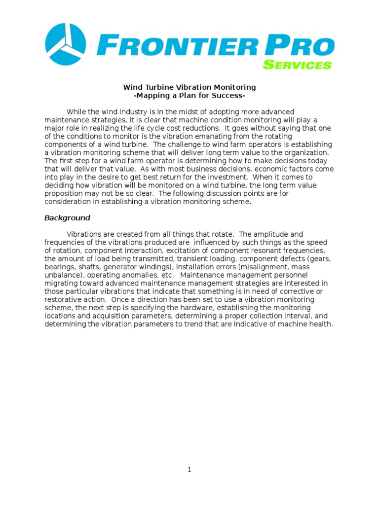 Wind Turbine Vibration Monitoring | PDF