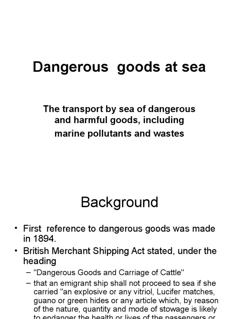 Carriage of Dangerous Goods by Sea | PDF | Dangerous Goods | Tonnage