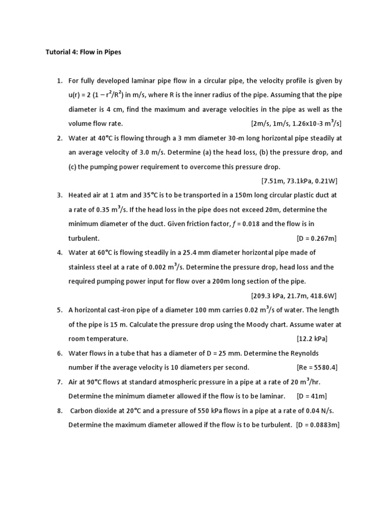 Pipe Flow Analysis and Calculations | PDF