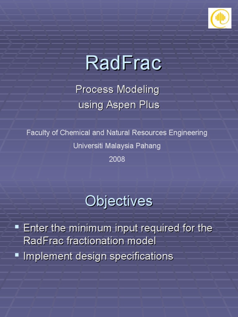 Aspen Radfrac Distillation Unit Operations