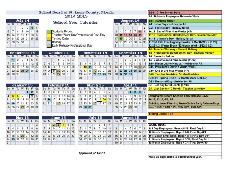 School Calendar ST Lucie Florida | PDF
